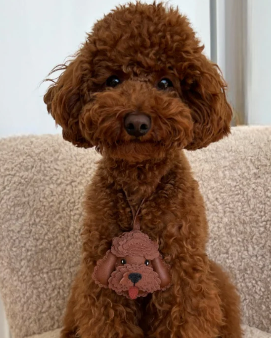 Poodle Bag Charm -  Genuine Leather 