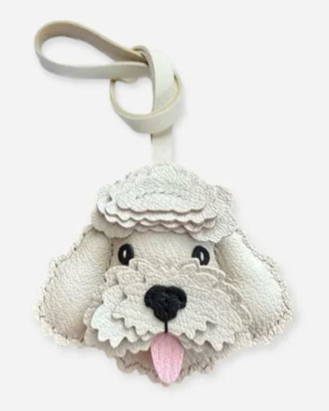 Poodle Bag Charm -  Genuine Leather 