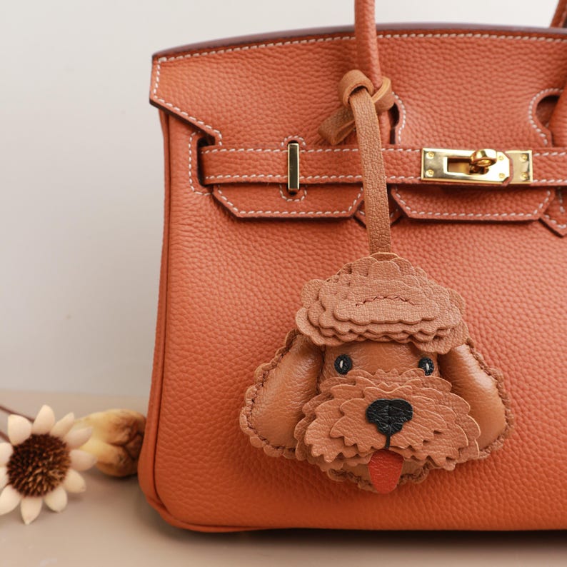 Poodle Bag Charm - Genuine Leather